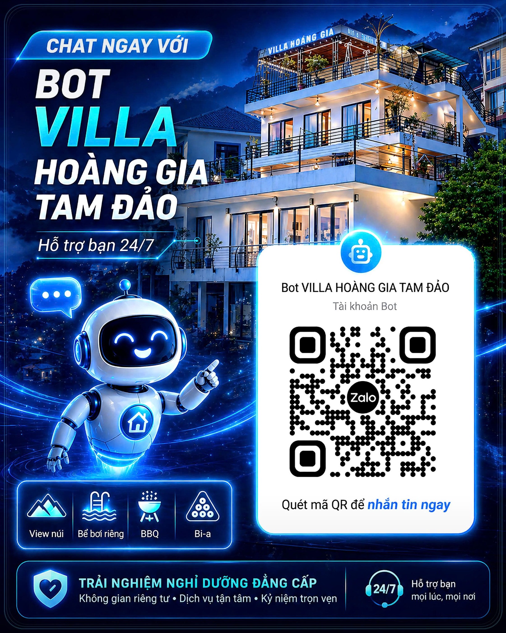 Chatbot Villa Hoàng Gia hỗ trợ nhanh